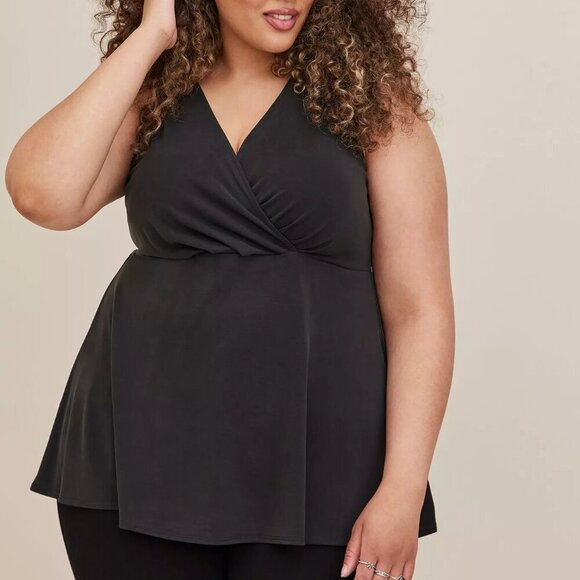 torrid Tops - Torrid Surplice Tank - Cupro Black in Size 0 (Large/12)